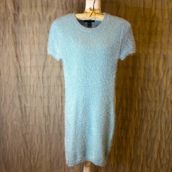 Forever 21 Fuzzy Baby Blue Sweater Dress | Women's Size Small - Picture 3 of 6